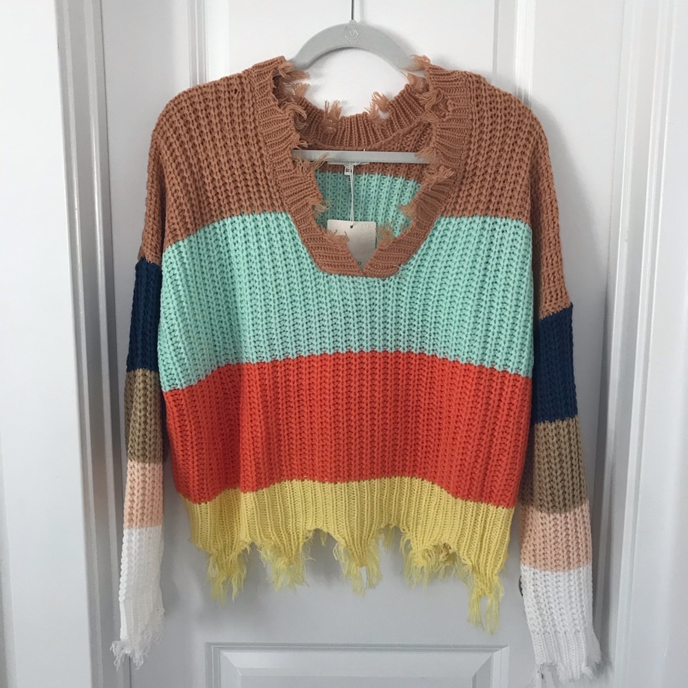 Miracle USA Colorblock pullover sweater S/M NWT
